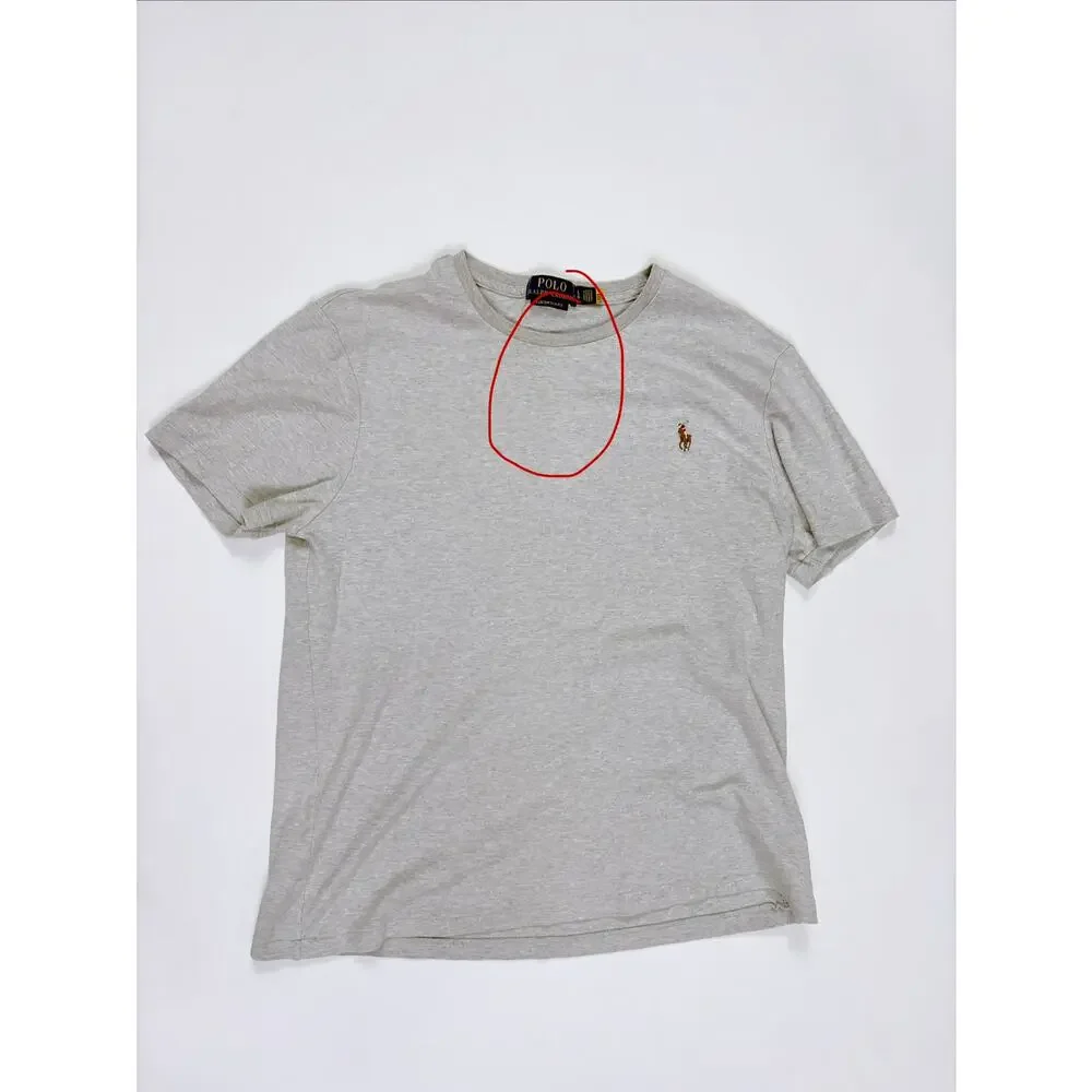 Polo Ralph Lauren Custom Slim Fit T Shirt Gray Pony Logo Preppy Coastal Classic